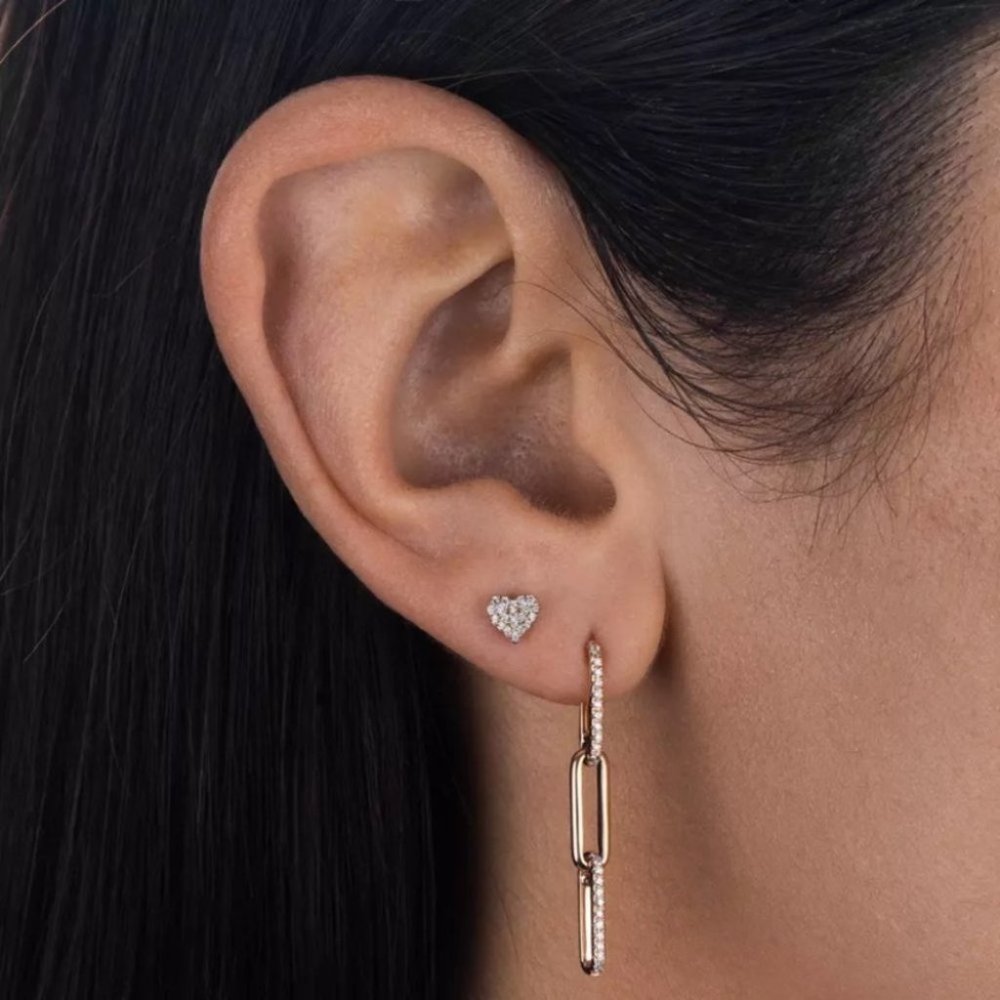 Iced Out CZ Long Link chain Earrings - Picture 4 of 4